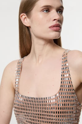 Premium Crystal Embellished Jersey Midi Dress