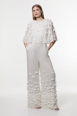 Crystal Applique Angel Sleeve Woven Jumpsuit