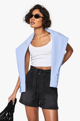 Tall Paper bag Waist Denim Short