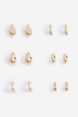 Gold Tear Drop & Hoop Earring 6 Pack