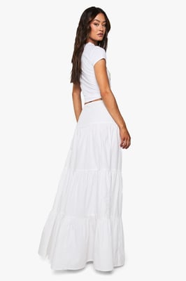 Tall Cotton Poplin Tiered Maxi Skirt