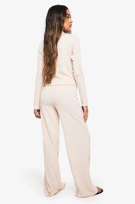 Rib Cardigan and Wide Leg Trouser Co-ord