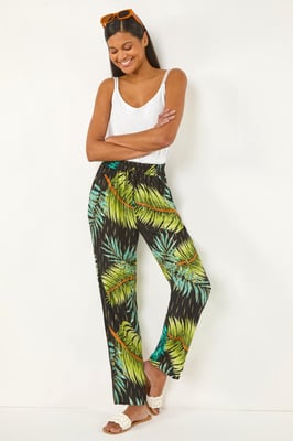 Shimmer Palm Print Harem Trouser