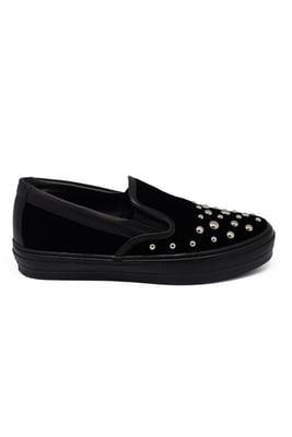 Salvatore Ferragamo Slip-on i sammet Svart