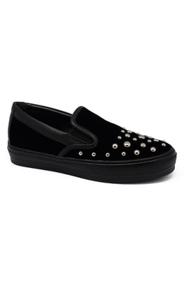 Salvatore Ferragamo Slip-on i sammet Svart