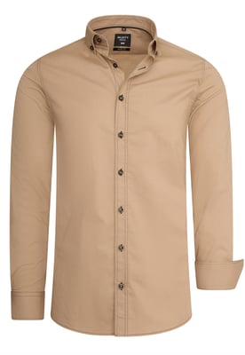 Slim fit overhemd met lange mouwen en contrasterende stiksels