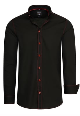 Slim fit overhemd met lange mouwen en contrasterende stiksels