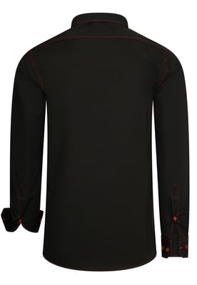Slim fit overhemd met lange mouwen en contrasterende stiksels