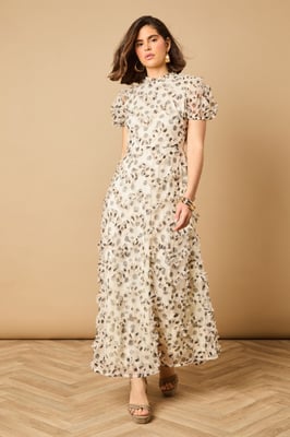 Printed Textured Maxi Dress