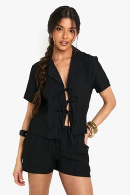 Linen Look Crop Shirt