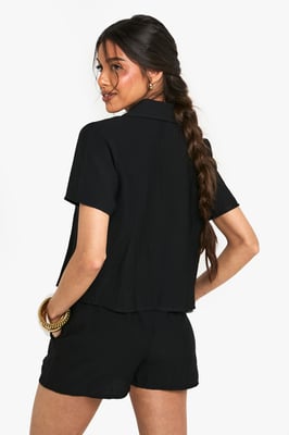 Linen Look Crop Shirt