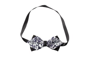 Navy White Floral Bow Tie