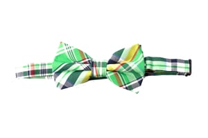 Check Print Bow Tie in Multi Green