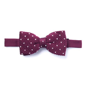Burgundy White Crochet Bow Tie