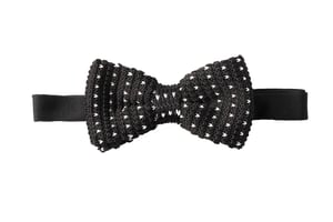 Black White Crochet Bow Tie