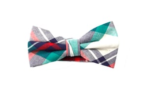 Check Print Bow Tie in Multi Blue