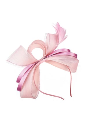 Bow Shaped Fascinator with Satin Loops & Feathers