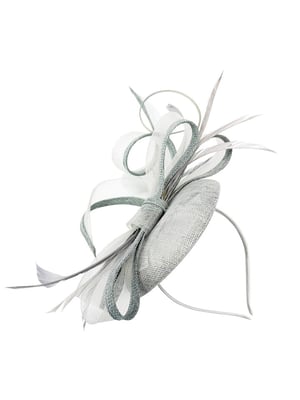  Round Pill Box Fascinator with Bow & Feathers