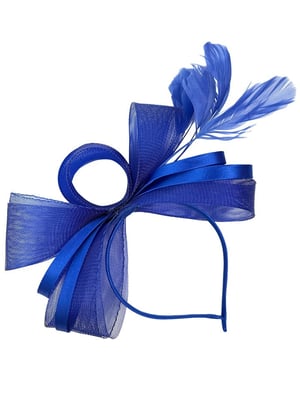 Bow Shaped Fascinator with Satin Loops & Feathers