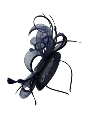  Round Pill Box Fascinator with Bow & Feathers