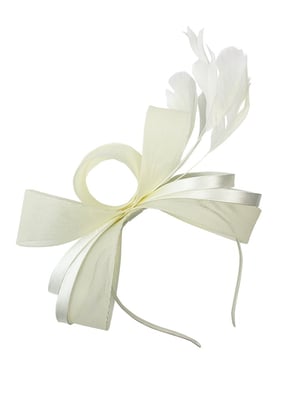 Bow Shaped Fascinator with Satin Loops & Feathers