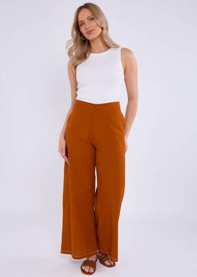 Rust Contrast Embroidery Stitch Detail Trouser