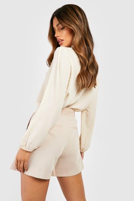 Frill Neck Long Sleeve Woven Blouse