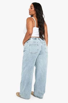 Plus Elasticated Back Tie Drawstring Straight Leg Jean