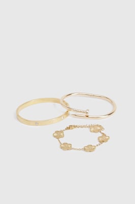 3 Pack Gold Detail Bracelets