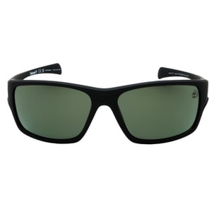 Timberland Matte Black Inramade Gröna Solglasögon med Polariserade Linser