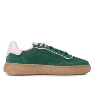 Tamaris Dames Groen Roze Leren Fashion Gestreepte Veterschoenen