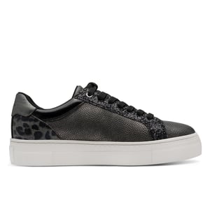 Tamaris Dames Pewter Zilveren Kunstleren Mode Veterschoenen