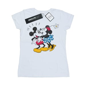 Disney Womens/Ladies Mickey And Minnie Kiss Cotton T-Shirt (White)