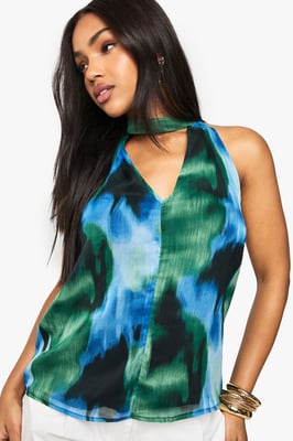 Floral Chiffon Halter Blouse