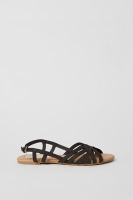 Fiona Faux Leather Lattice Peep Toe Slingback Flat Sandals