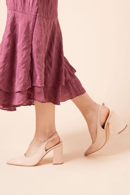 Ellens Pointed High Block Heel Slingback Court Shoes