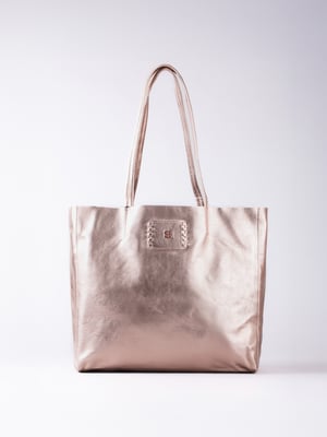 Tarnly Leather Tote Bag in Rose Gold