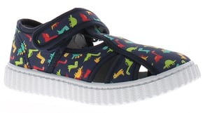 Chatterbox Infants Childrens Canvas Pumps Sandals Chat Rex navy