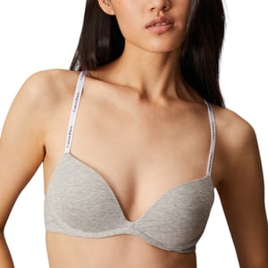 Calvin Klein Womens Bra Cotton Modal Wirefree Push Up Plunge New Grey Underwear