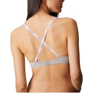 Calvin Klein Womens Bra Cotton Modal Wirefree Push Up Plunge New Grey Underwear