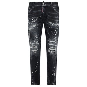 Dsquared2 Tidy Biker Jean Paint Splash Förstärkt Ripped Black Jeans