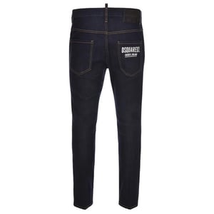 Dsquared2 Skater Jean Italiensk Adress Logotyp Marinblå tvättjeans