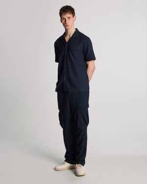 Lyle & Scott Katoenen Linnen Cargo Broek - Donker Marineblauw