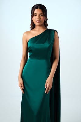 Coast Honoured Petite Drape One Shoulder Satin Maxi Bridesmaid Dress