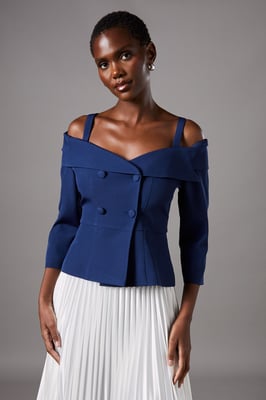 3/4 Sleeve Off Shoulder Peplum Jacket