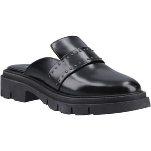 Hush Puppies Nicole Studded Leren Dames Zwarte Muilezels