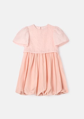 Ottilie Pink Puff Ball Angel Sleeve Dress