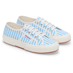 Superga 2750 Strepen Print Katoenen Dames Off White/Azure Sneakers