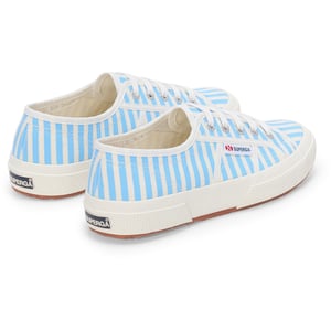 Superga 2750 Strepen Print Katoenen Dames Off White/Azure Sneakers