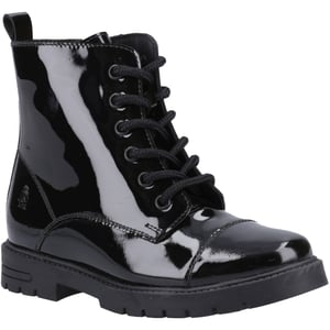 Hush Puppies Lauren Patent Senior Leren Zwarte Boots voor Meisjes